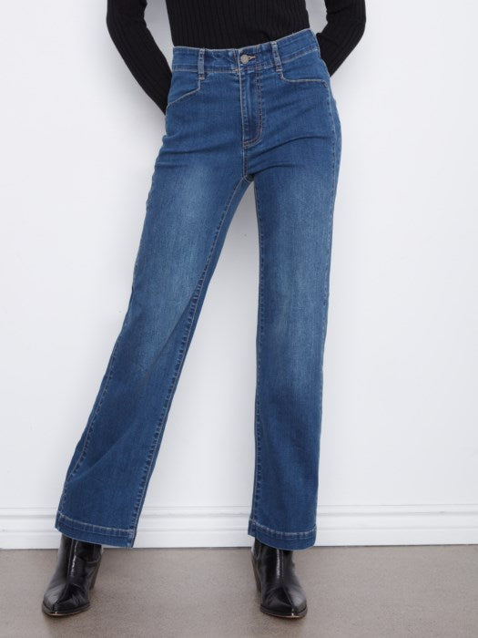 Charlie B Straight Leg Jeans With Front Panel Pockets