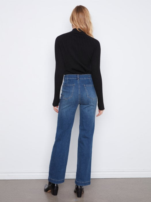 Charlie B Straight Leg Jeans With Front Panel Pockets