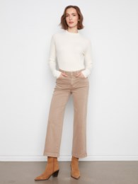 Charlie B Wide Leg Colored Twill Pants With Side Panel