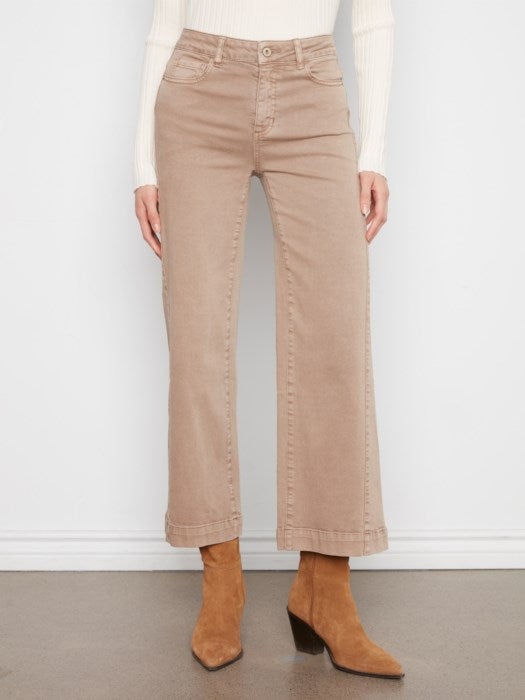 Charlie B Wide Leg Colored Twill Pants With Side Panel