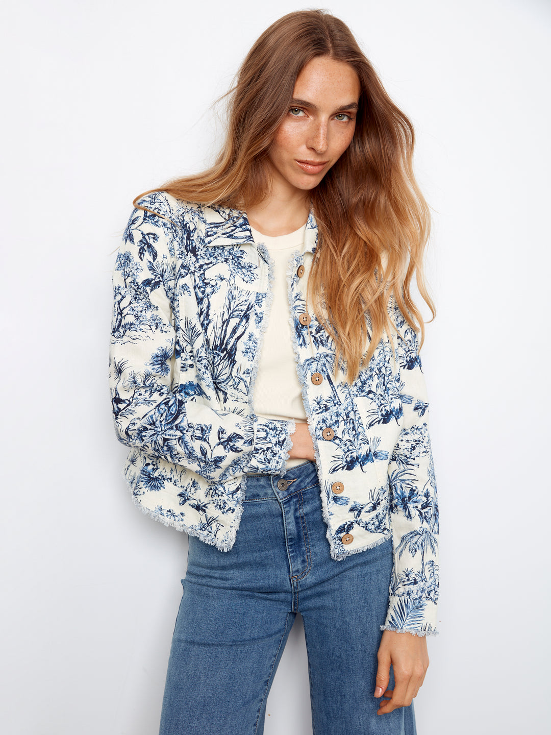 Charlie B Printed Linen Blend Jacket