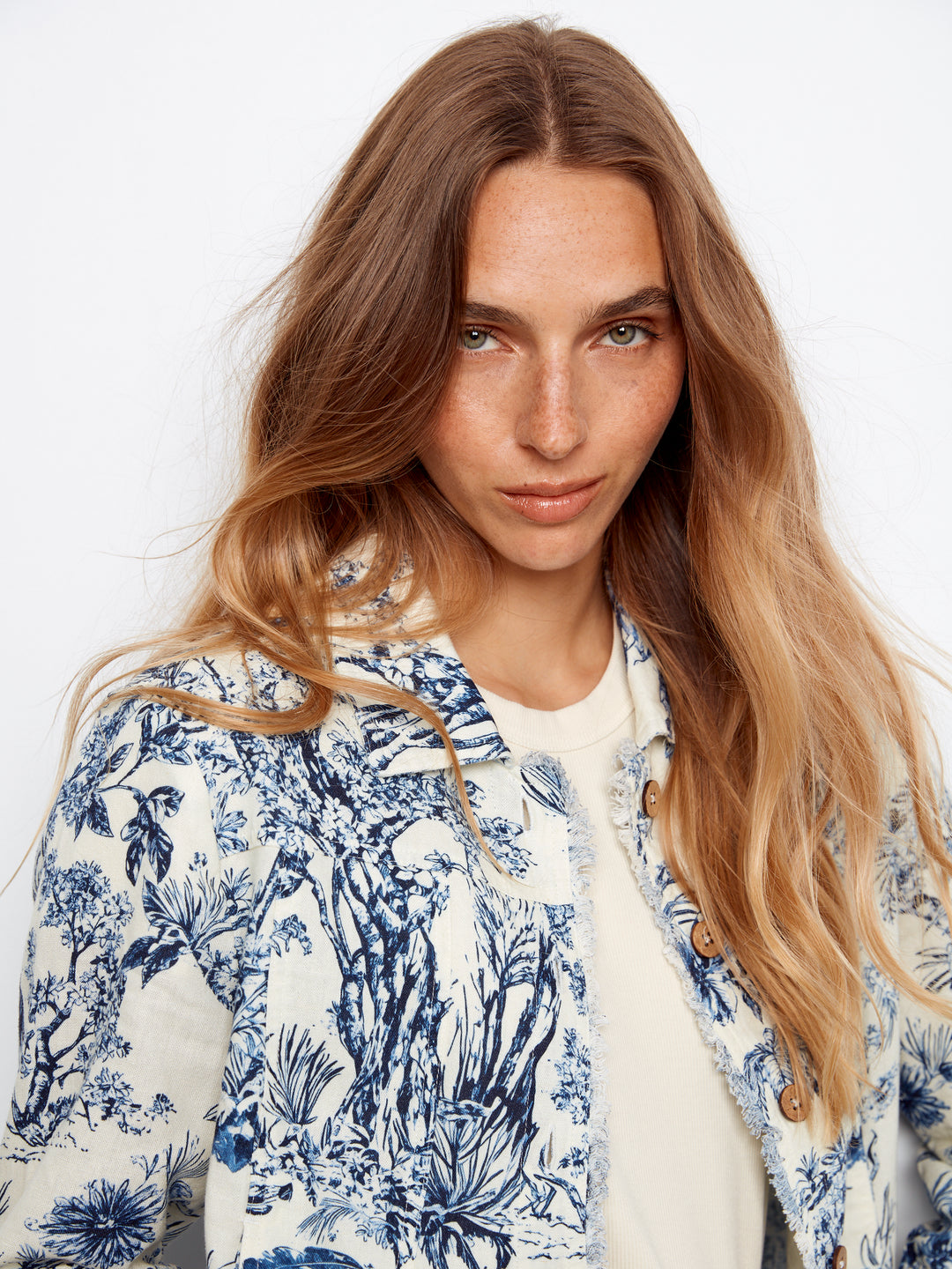 Charlie B Printed Linen Blend Jacket