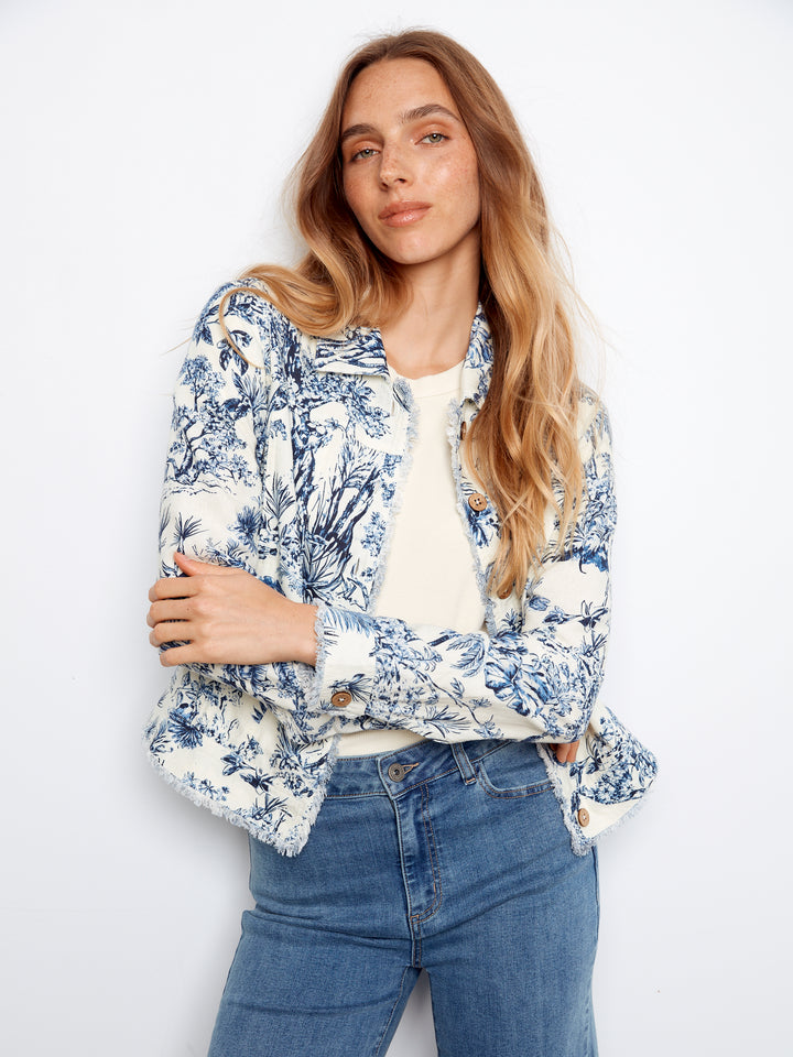 Charlie B Printed Linen Blend Jacket