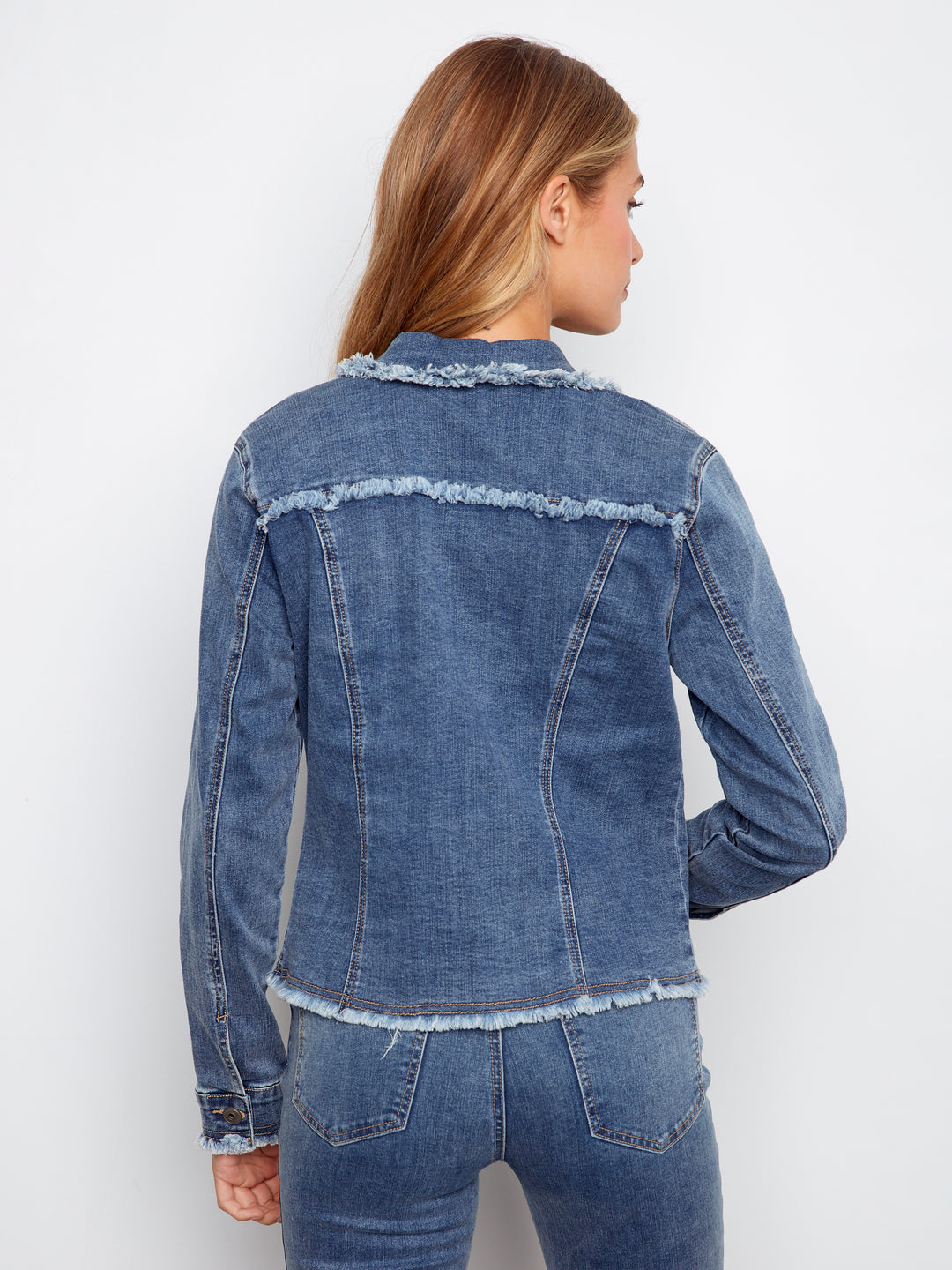 Charlie B Frayed Edge Stretch Denim Jacket