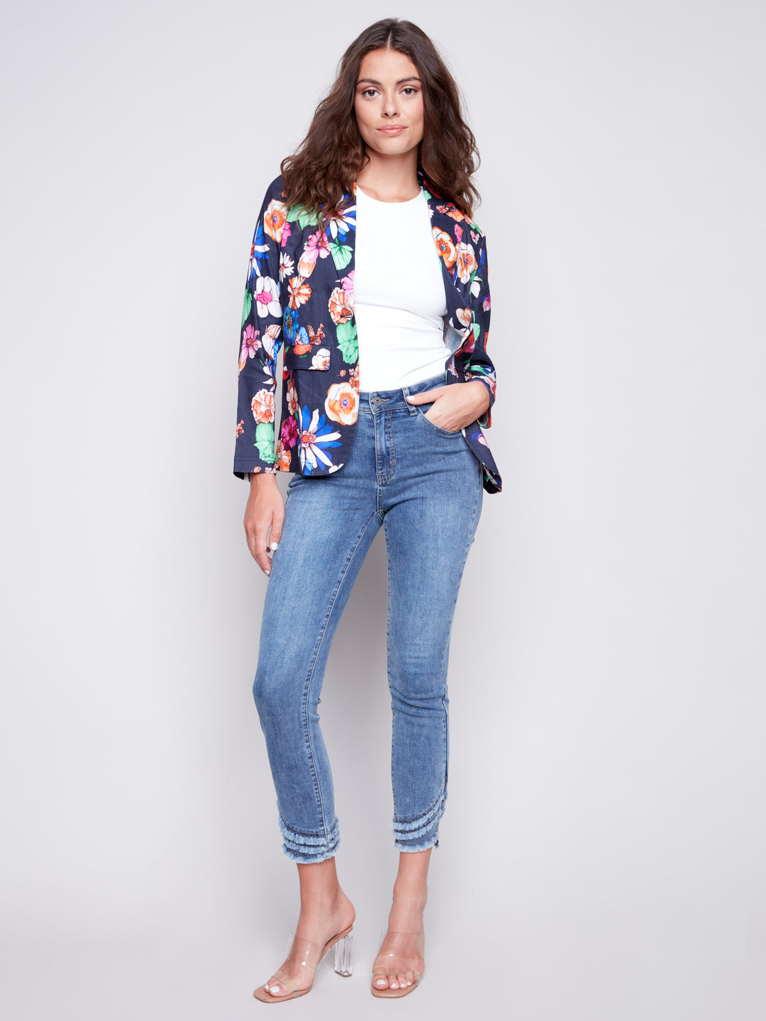 Charlie B Printed Linen Blazer