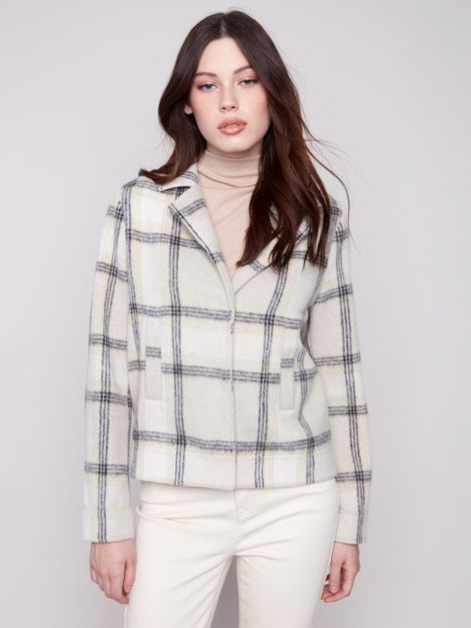 Charlie B Lurex Plaid Short Jacket
