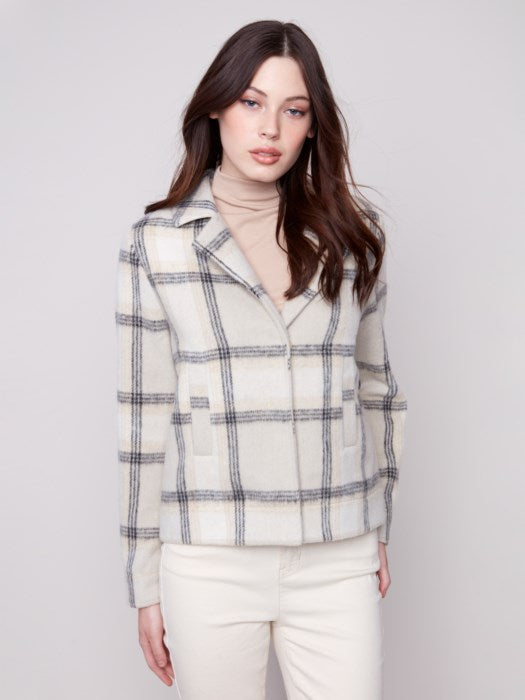 Charlie B Lurex Plaid Short Jacket