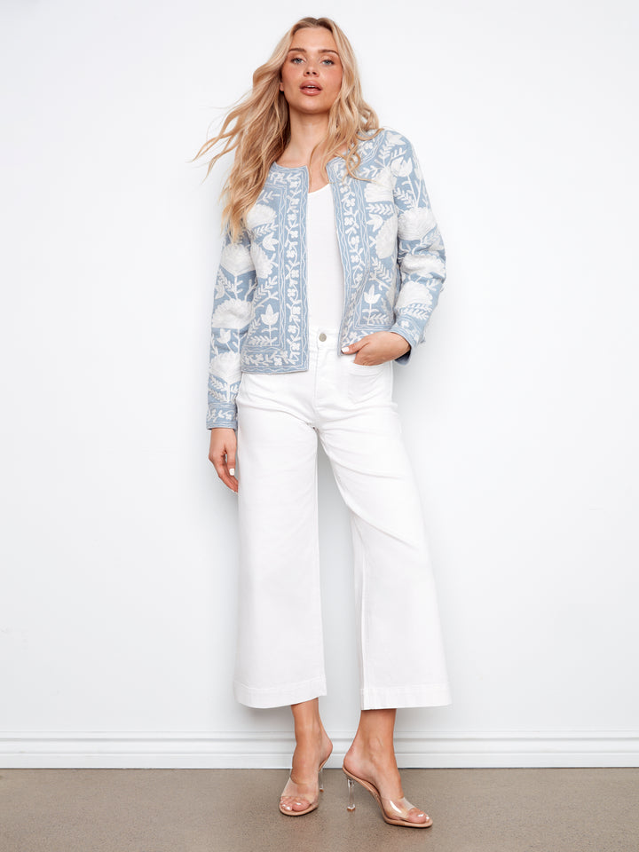 Charlie B Embroidered Open Front Jacket
