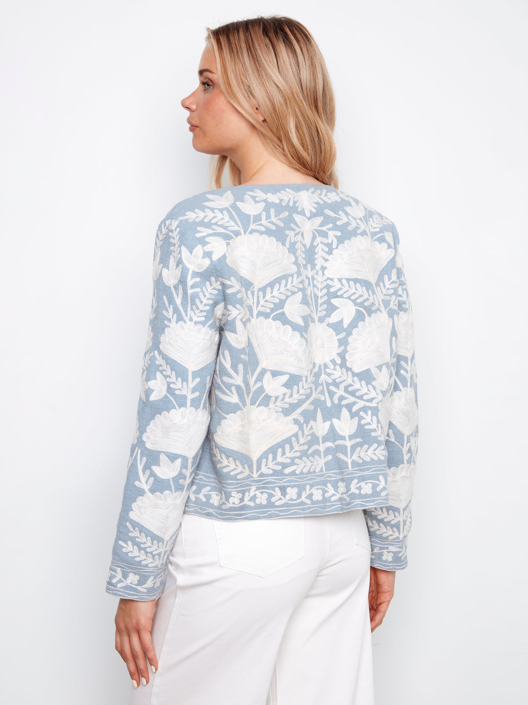 Charlie B Embroidered Open Front Jacket