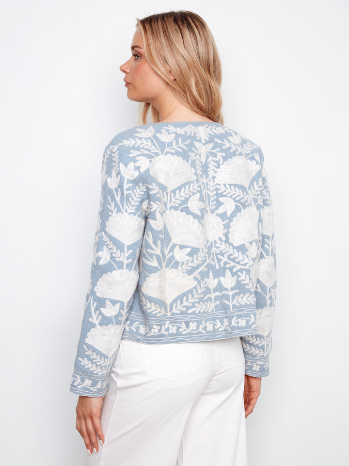 Charlie B Embroidered Open Front Jacket