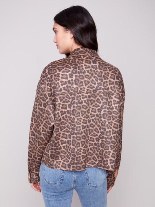 Charlie B Leopard Printed Scuba Short Coat