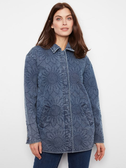 Charlie B Quilted Denim Jacket With Welt Pockets