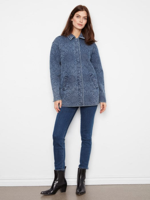 Charlie B Quilted Denim Jacket With Welt Pockets