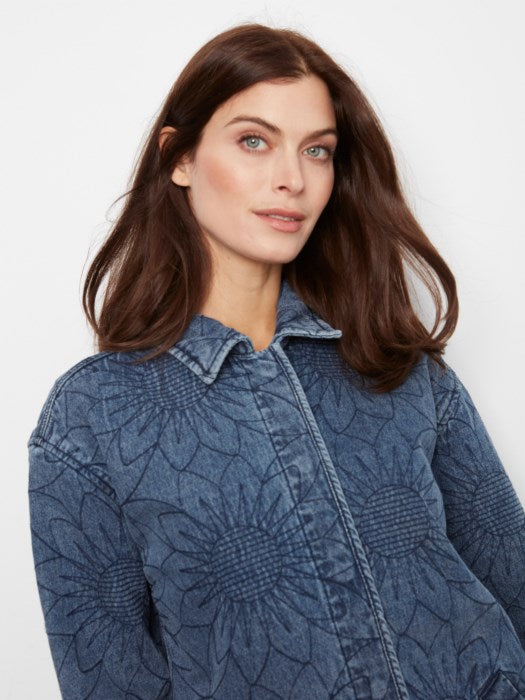Charlie B Quilted Denim Jacket With Welt Pockets