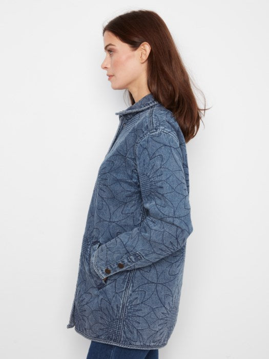 Charlie B Quilted Denim Jacket With Welt Pockets