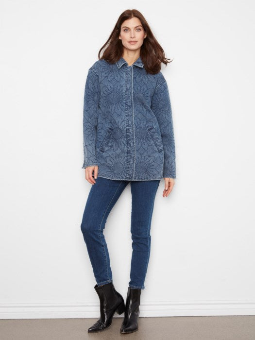 Charlie B Quilted Denim Jacket With Welt Pockets