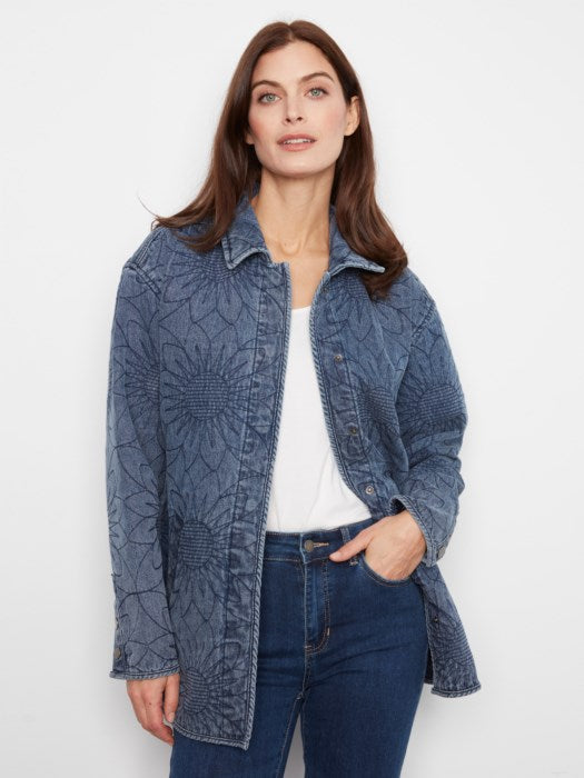 Charlie B Quilted Denim Jacket With Welt Pockets