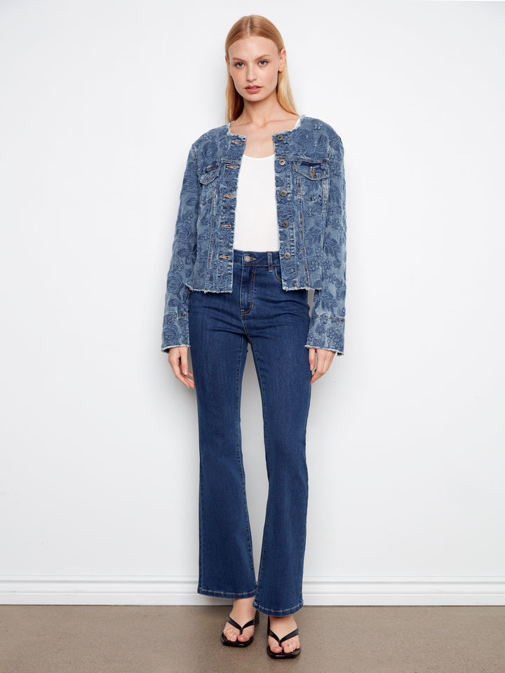 Charlie B Eyelet Stretch Denim Jacket