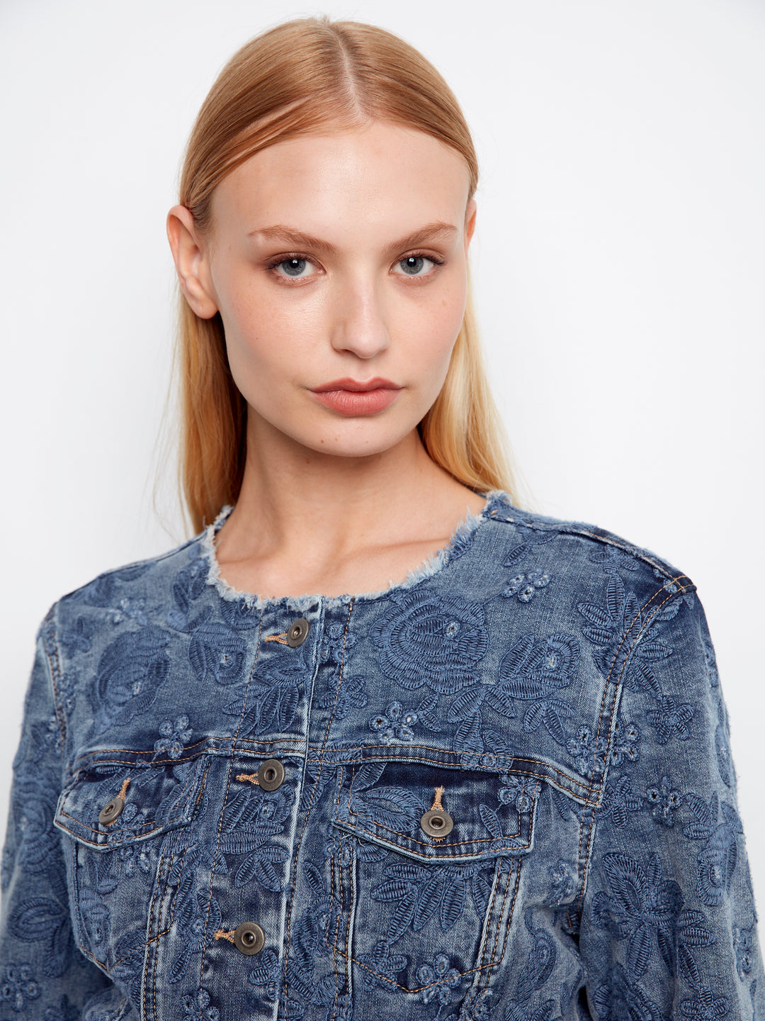 Charlie B Eyelet Stretch Denim Jacket