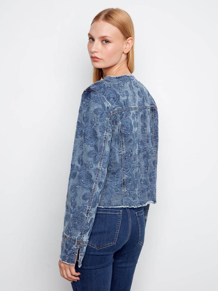 Charlie B Eyelet Stretch Denim Jacket