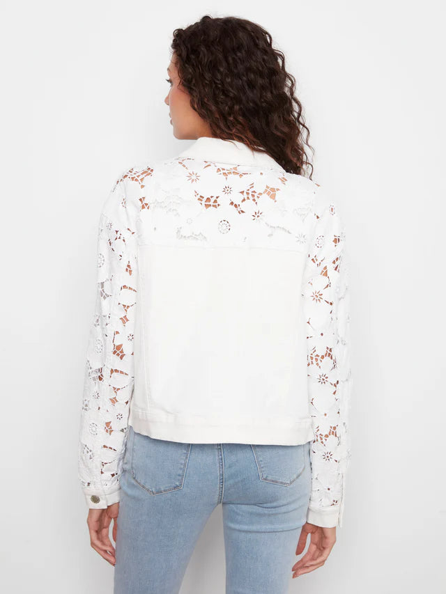 Charlie B Floral Embroidered Twill Jean Jacket