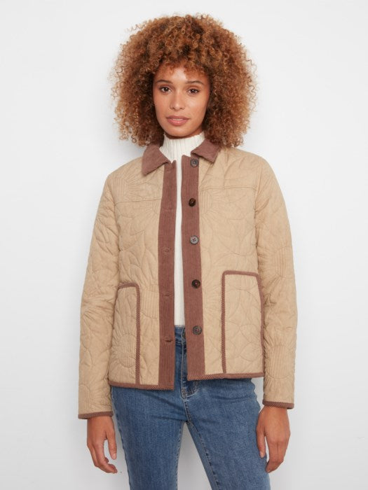 Charlie B Sunflower Quilted Jacket With Corduroy Contrast Details