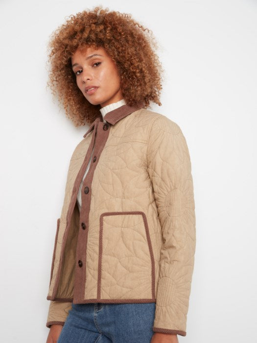 Charlie B Sunflower Quilted Jacket With Corduroy Contrast Details