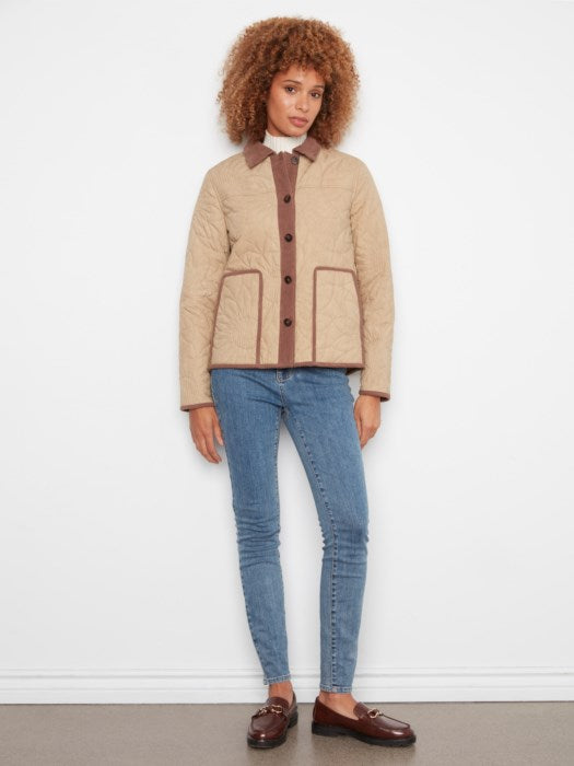Charlie B Sunflower Quilted Jacket With Corduroy Contrast Details