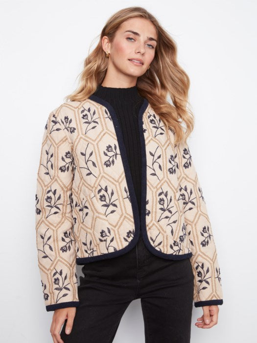 Charlie B Embroidered Quilted Jacket With Edge Binding