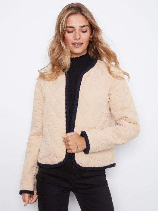 Charlie B Embroidered Quilted Jacket With Edge Binding