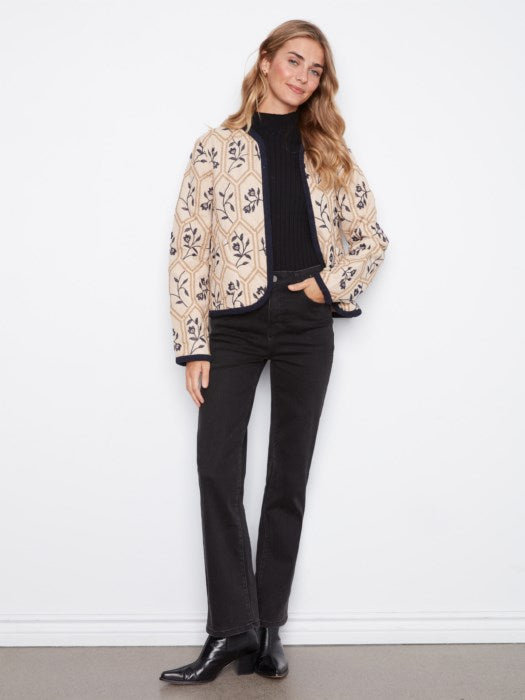 Charlie B Embroidered Quilted Jacket With Edge Binding