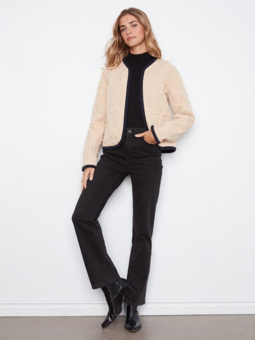 Charlie B Embroidered Quilted Jacket With Edge Binding