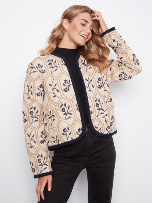 Charlie B Embroidered Quilted Jacket With Edge Binding