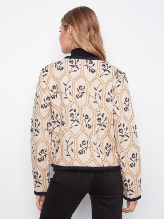 Charlie B Embroidered Quilted Jacket With Edge Binding