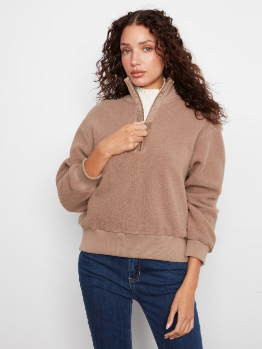 Charlie B Long Sleeve Half Zip Fleece with SS zipper