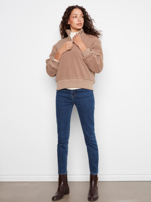 Charlie B Long Sleeve Half Zip Fleece with SS zipper