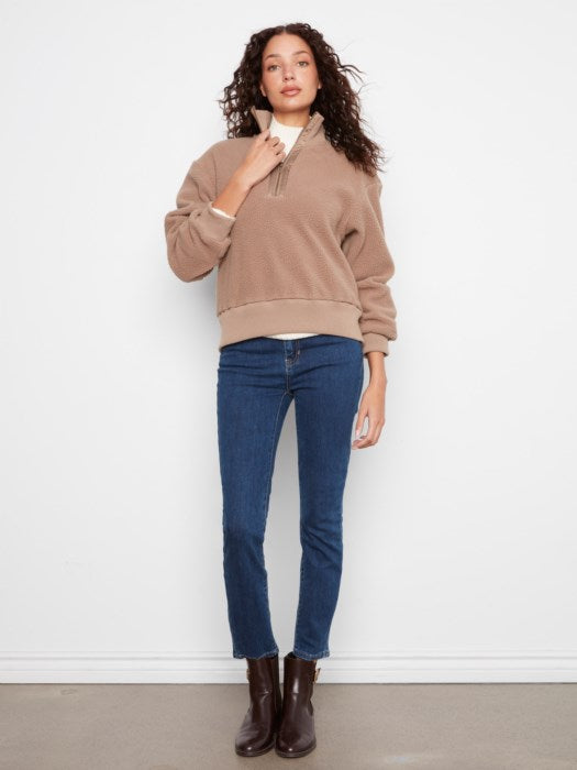 Charlie B Long Sleeve Half Zip Fleece with SS zipper