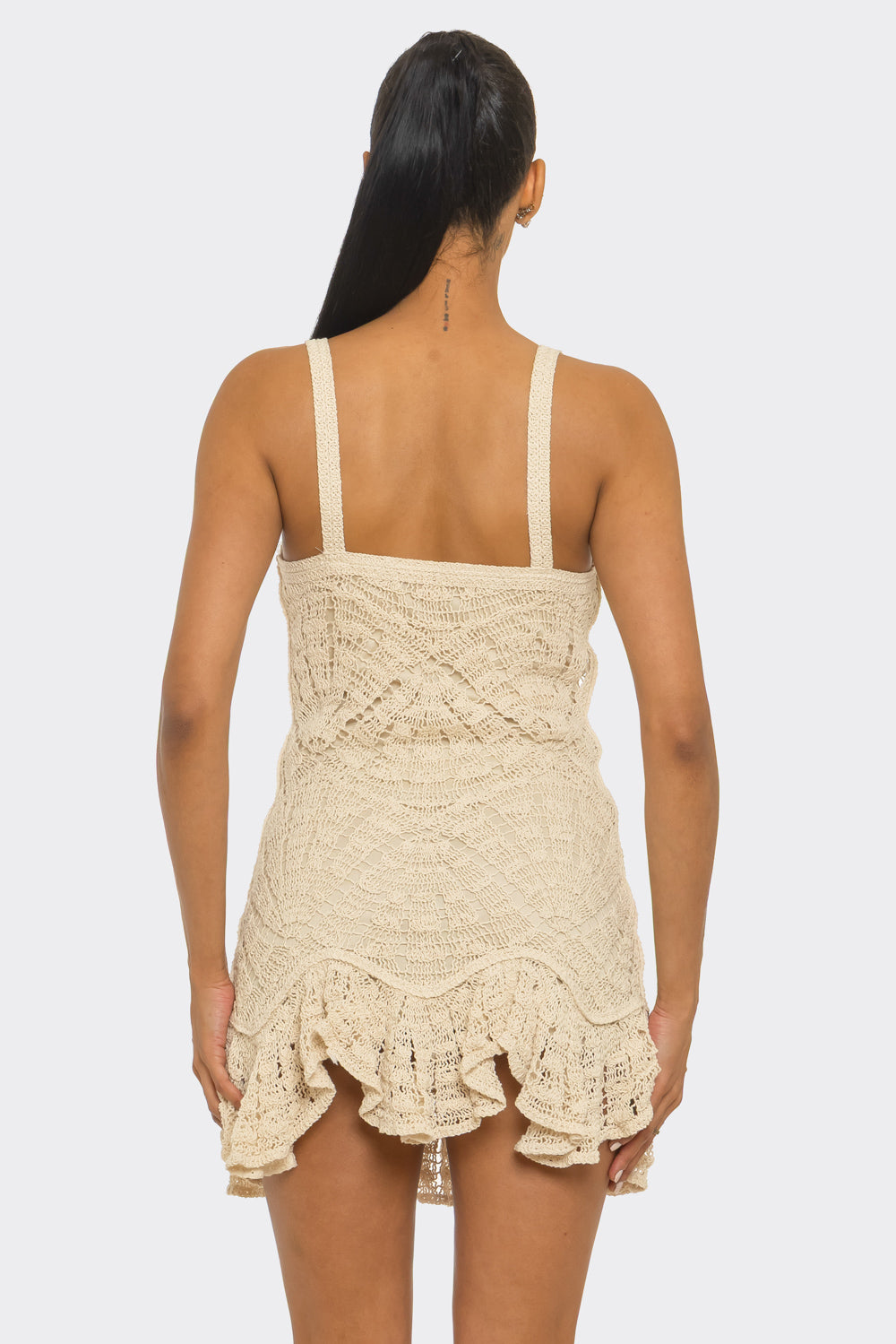 Spring Haze Crochet Mini Dress