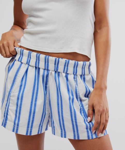 Free People Get Free Striped Pull On Shorts