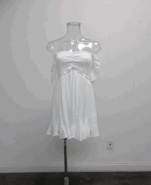Aakaa Tube Ruffle Ham Detailing Mini Dress