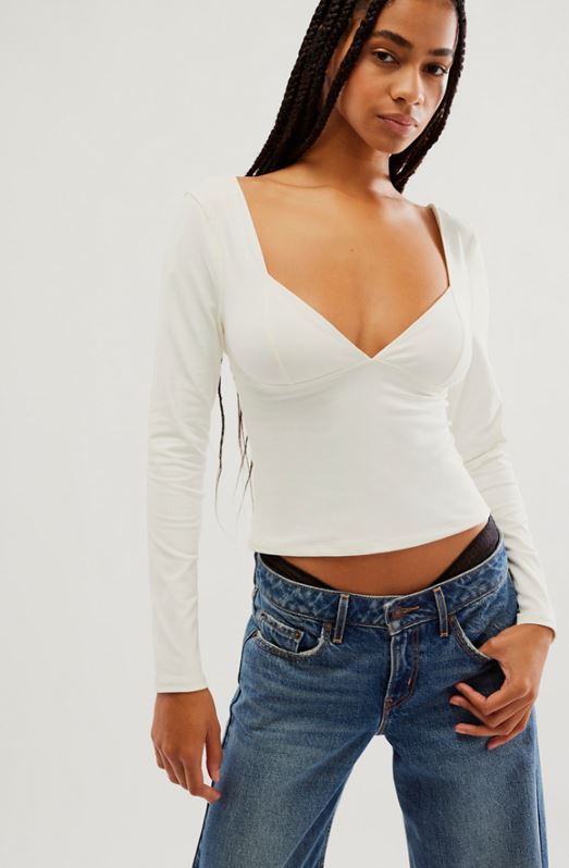 Free People Duo Corset Long Sleeve Top