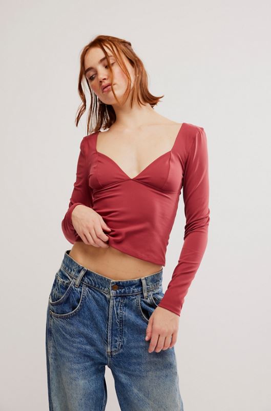 Free People Duo Corset Long Sleeve Top