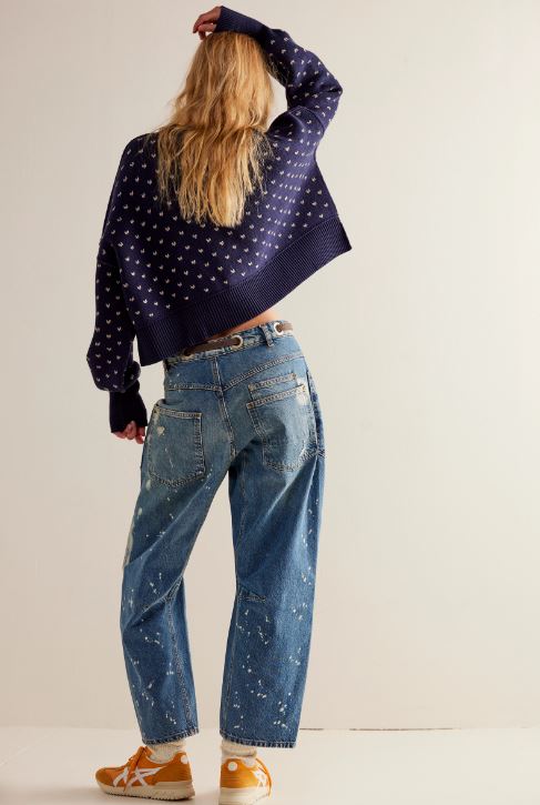 Free People Moxie Low Slung Pull On Barrel Jean