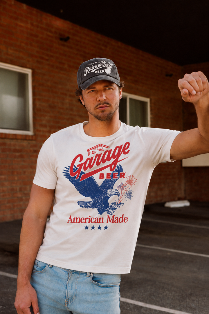 American Needle Red Label 2 Garage Beer Americana Tee