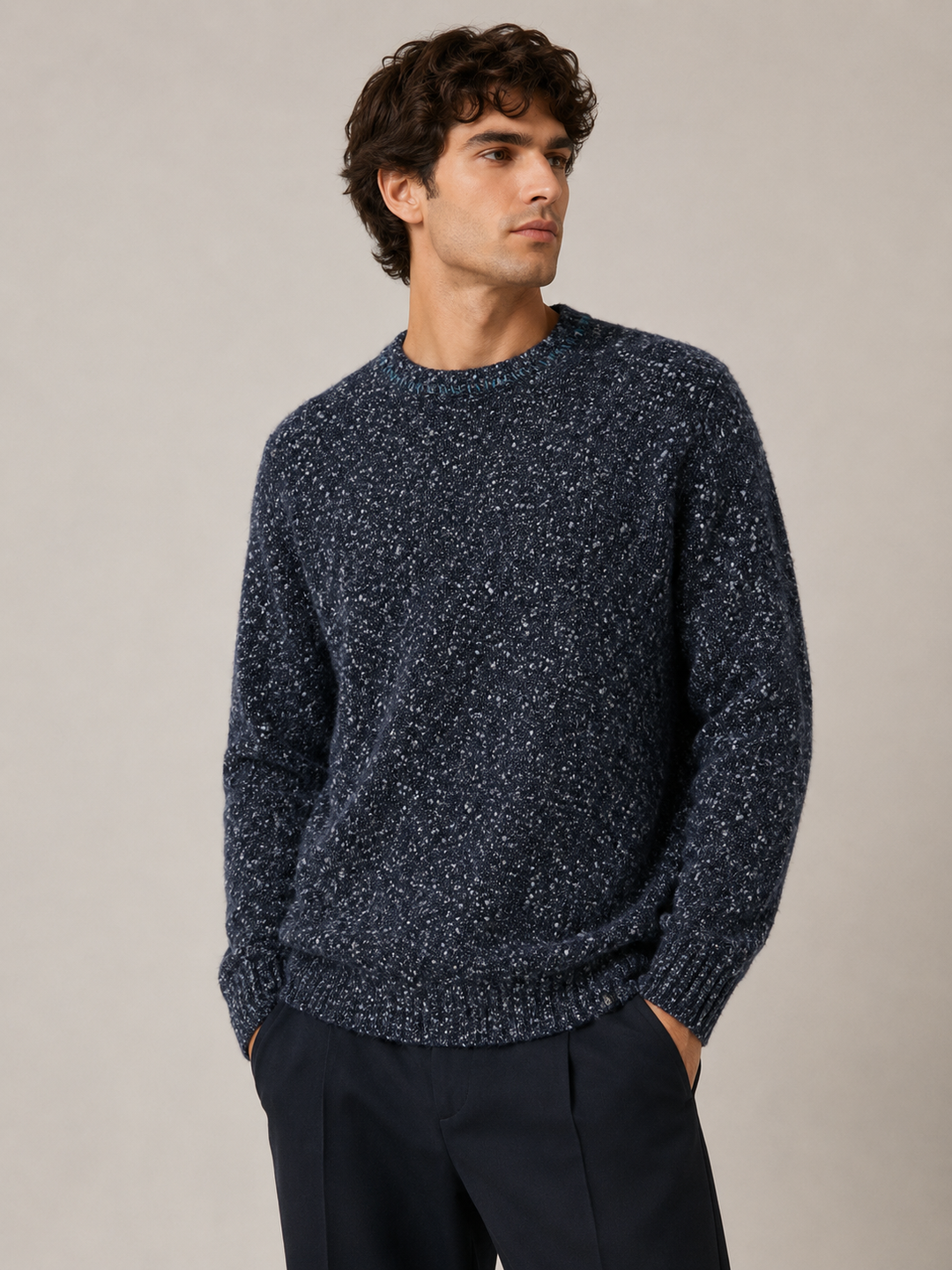 Scotch & Soda Bouclé Melange Wool-Alpaca-Blend Regular-Fit Pullover