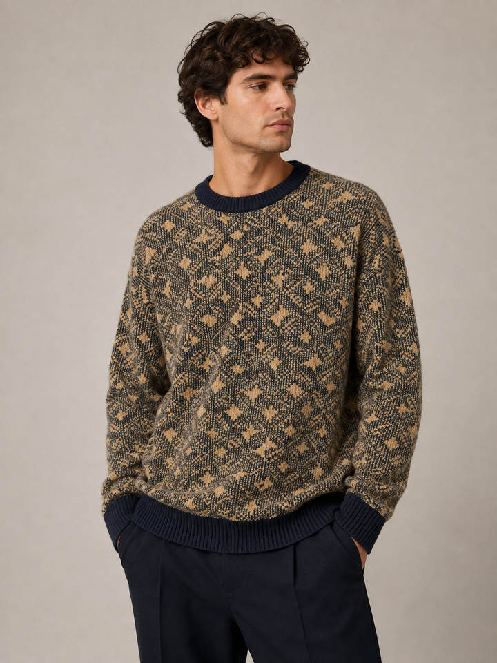 Scotch & Soda Jacquard Wool-Blend Extra Dropped Shoulder Pullover
