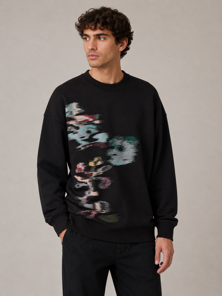 Scotch & Soda Placed Embroidered Artwork Loose-Fit Sweatshirt
