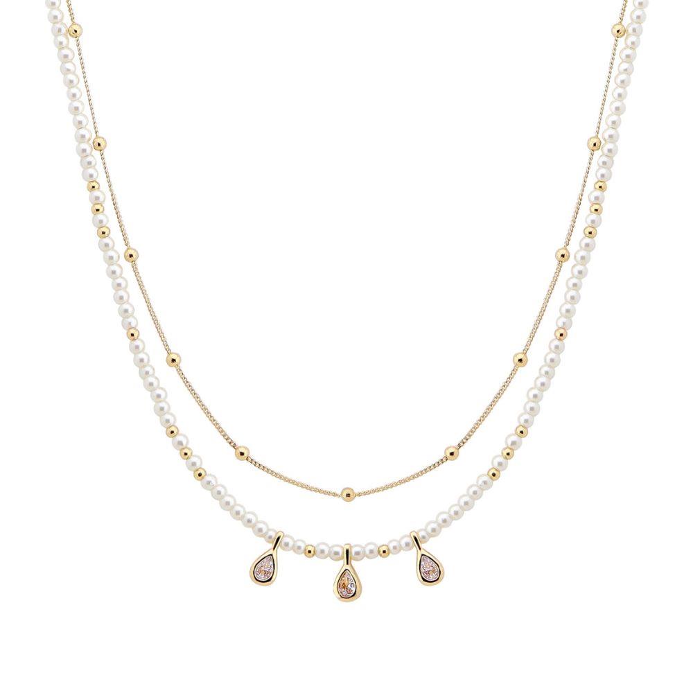 Joia Dainty Teardrop Pearl Bead Layered Necklace