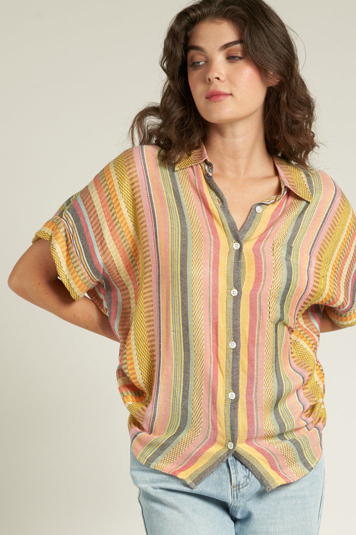 En Creme Short Sleeve Striped Shirt