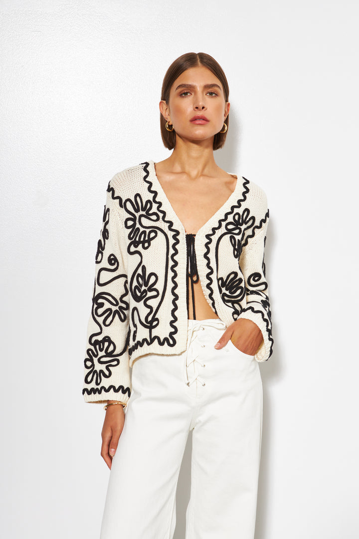 Line Sable Tie Front Sweater